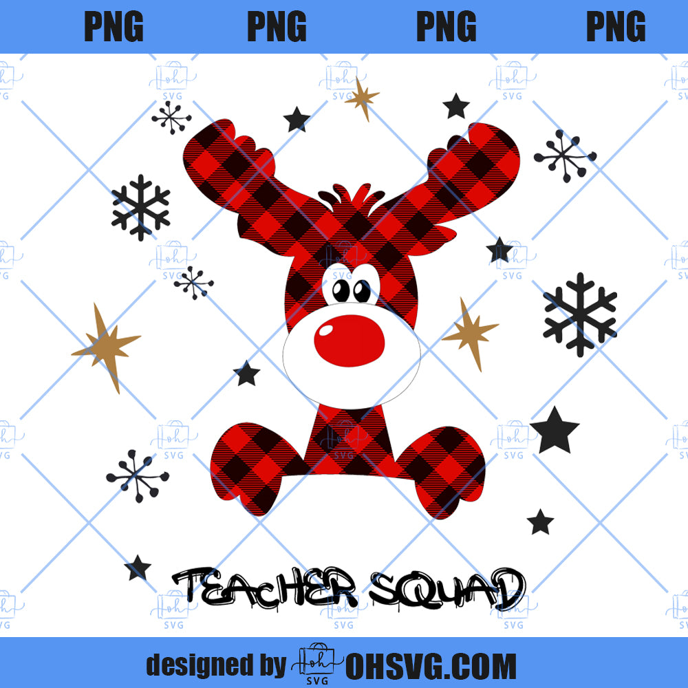 Red Buffalo Reindeer Teacher Squad PNG, Teacher Christmas PNG