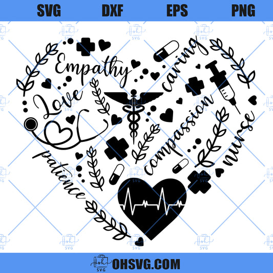 Nurse Life SVG, Nurse Heart SVG, Nurse Adjectives And Icons SVG