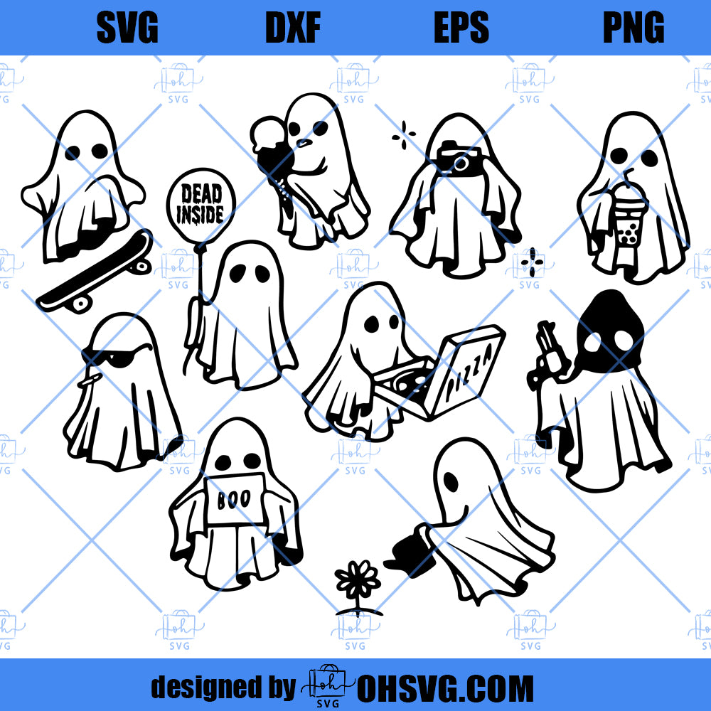 Funny Ghost SVG, Ghost SVG, Floral Ghost svg, Ghost clip art, Cute Ghost svg, Ghost Silhouette, Halloween Svg, Halloween clipart
