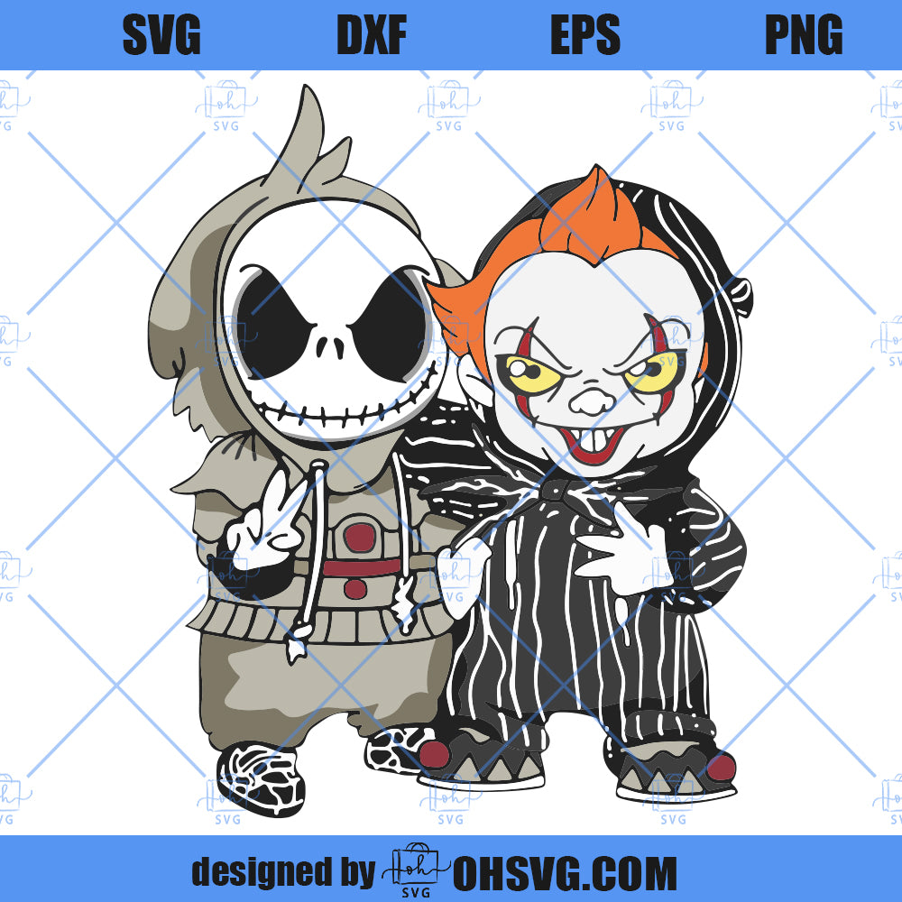Happy Halloween SVG, Jack And Pennywise SVG, Jack And Pennywise Change Clothes SVG