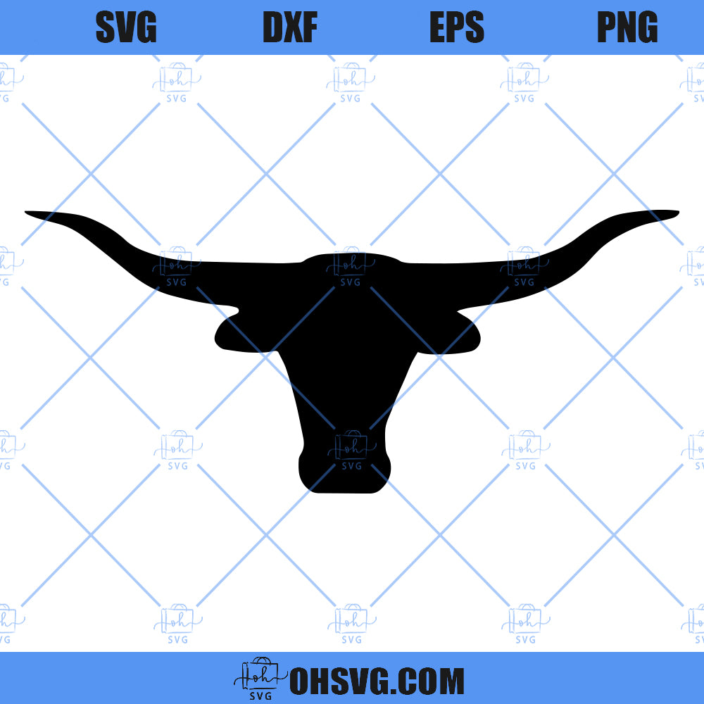 Texas Longhorn Head SVG, Texas Cow Head SVG PNG DXF Cut Files For Cricut