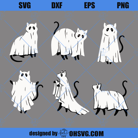 Halloween Cat SVG, Black Cat Boo SVG, Black Cat Ghost SVG, Cat Spooky Vibes SVG