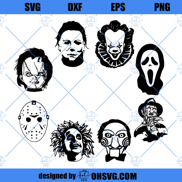 Horror Movie Characters Bundle SVG, Freddy Scream Pennywise Michael My ...