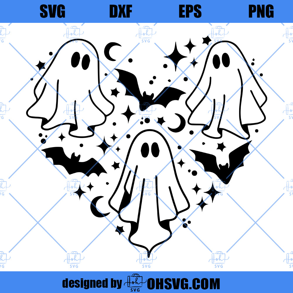 Spooky Halloween Tshirt Design With Ghost Bats And Typography