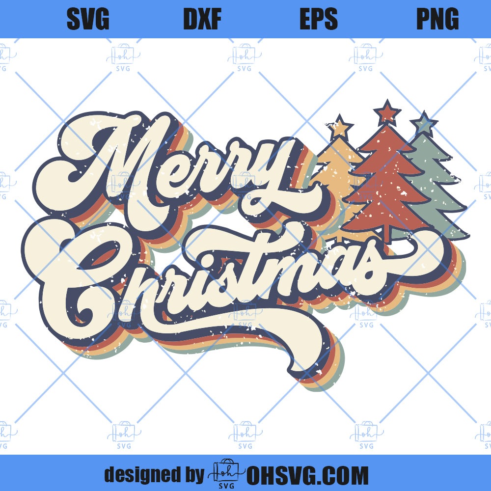 Vintage Merry Christmas SVG, 70s Style Merry Christmas SVG