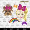 Girl Dog Rainbow Bow SVG, Ponytail Birthday Party SVG, Dance Mom SVG
