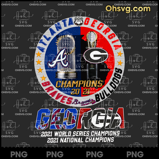 Atlanta Georgia Braves Bulldogs PNG 2021 World Series Champions 2021 National Champions PNG