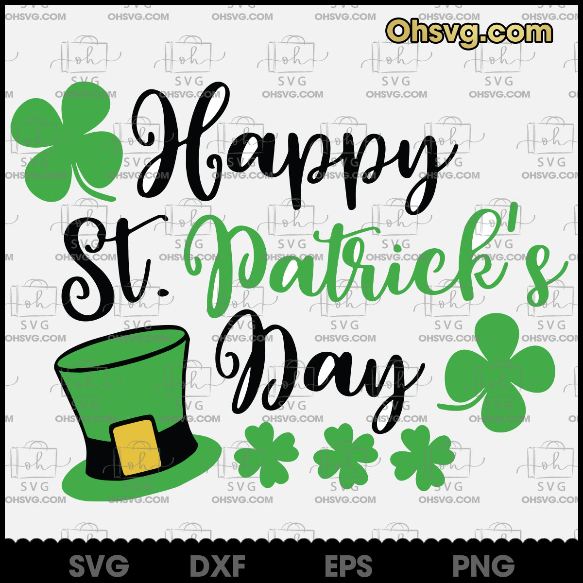 Happy St. Patrick's Day Cut File SVG, Shamrock SVG, Vector Clipart