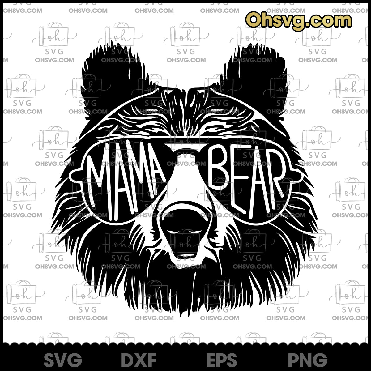 Bear With Glasses Silhouette SVG, Mama Bear SVG, Mama SVG