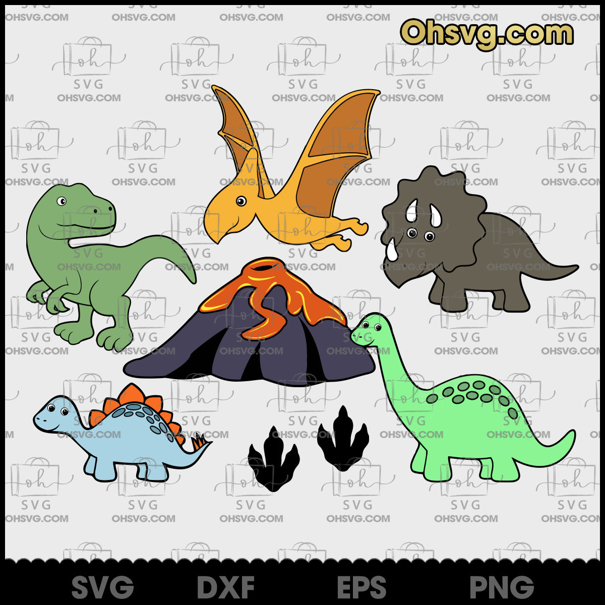 Dinosaur SVG, Bundle Cartoon SVG, Clipart SVG File For Cricut SVG