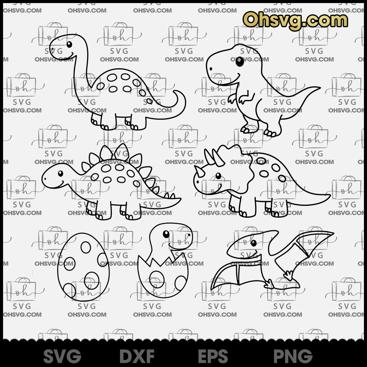 Dinosaur SVG, Bundle T-rex Brontosaurus Stegosaurus Triceratops SVG