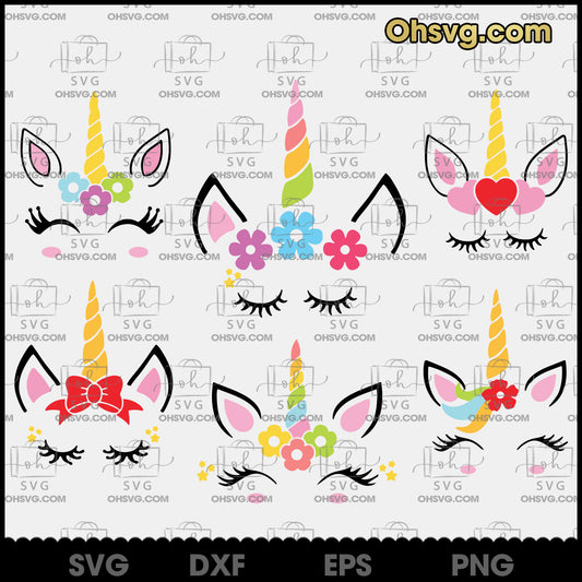 Unicorn Head Cartoon SVG, Unicorn Face SVG, Unicorn Head SVG
