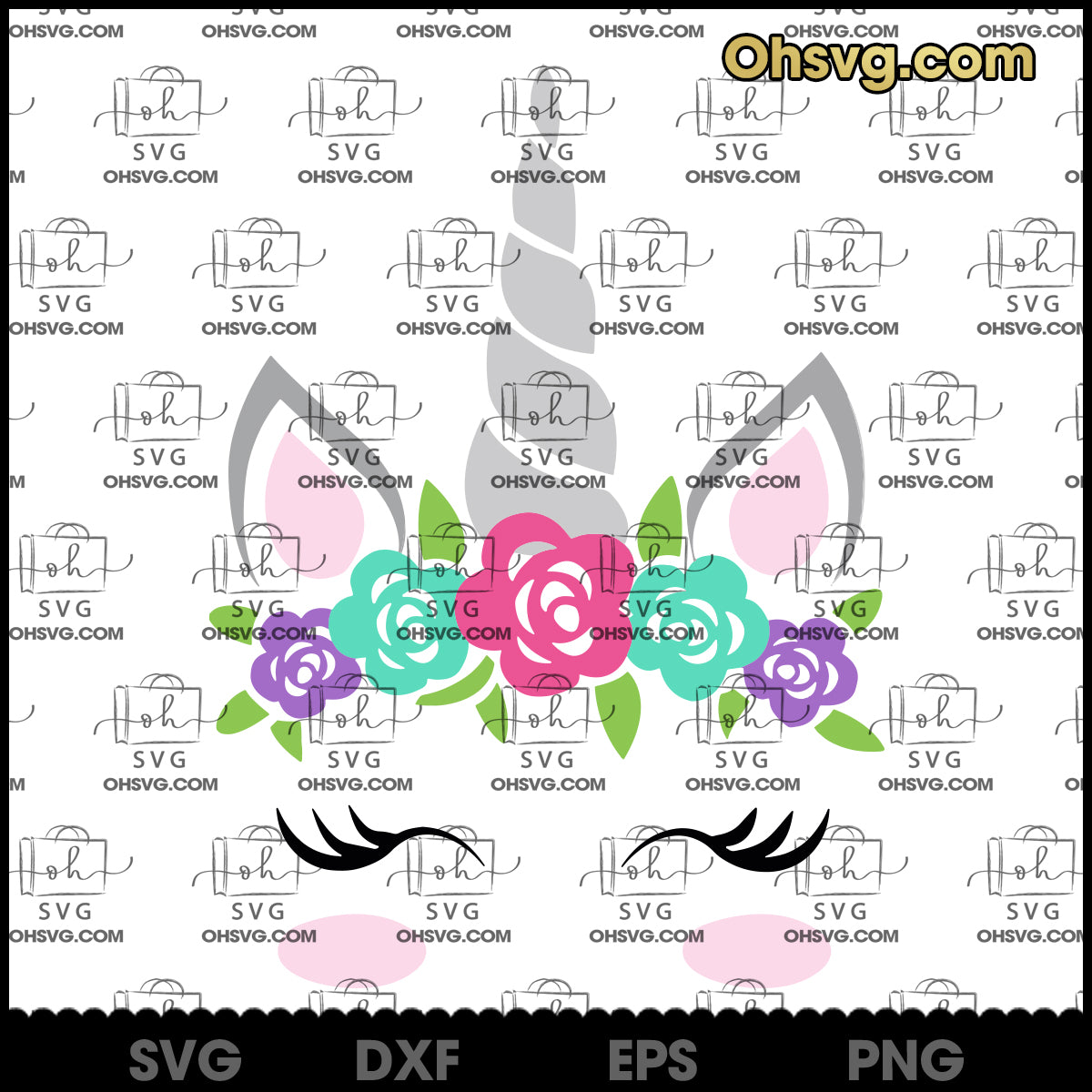 Unicorn SVG, Unicorn Head SVG, Unicorn Horn SVG, Floral Unicorn Digital File SVG