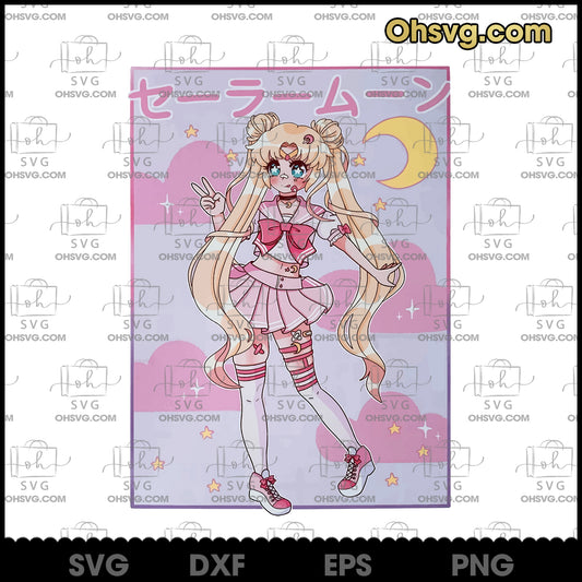 Kawaii Pastel Pink Aesthetic Sailor Moon SVG, Kawaii Usagi SVG, Sailor Moon SVG