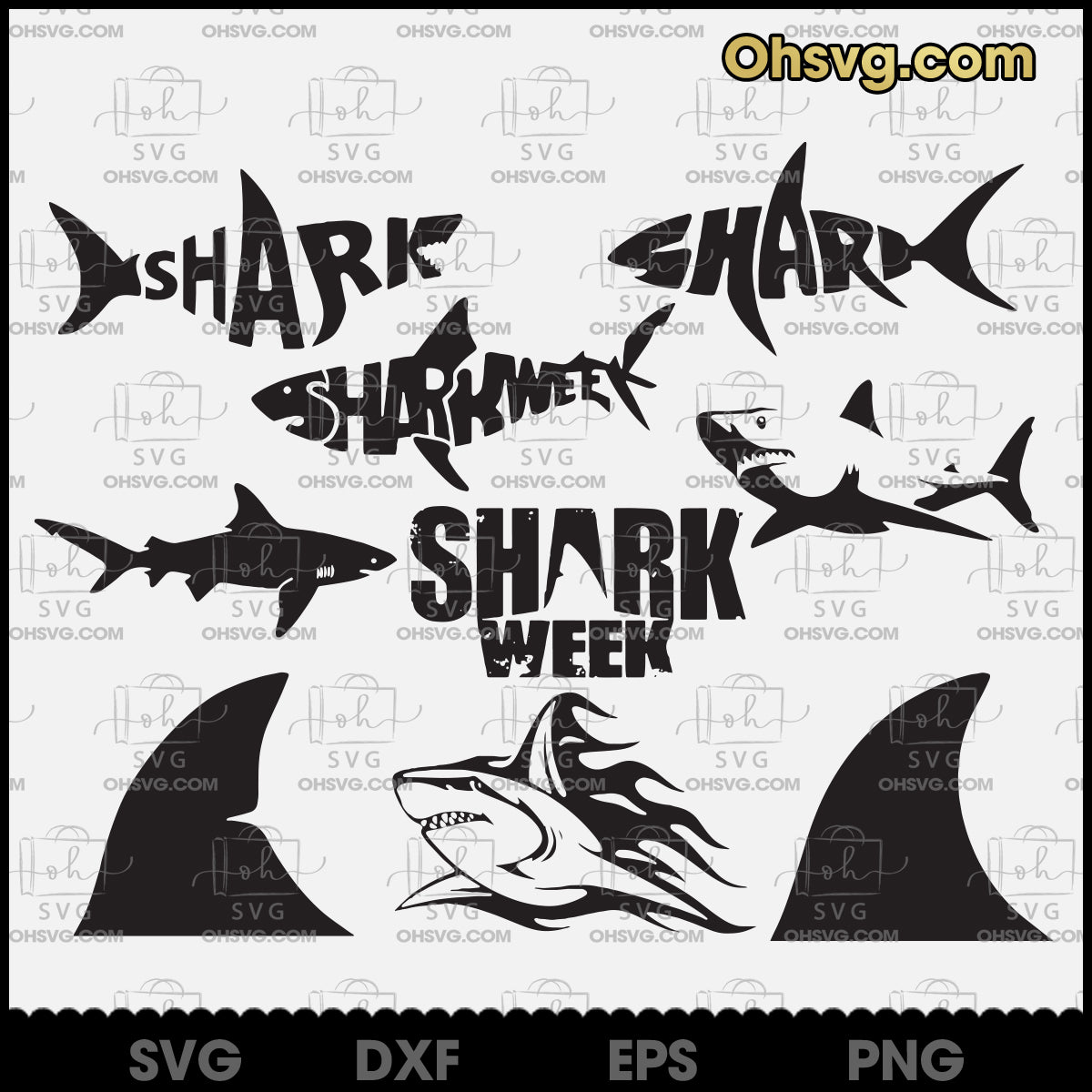 Shark SVG, Bundle Shark Week SVG, Cartoon Shark SVG, Shark SVG Cricut Silhouette