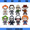 Chibi Horror Movie Characters SVG, Cute Horror Movie Characters SVG PNG DXF Cut Files For Cricut
