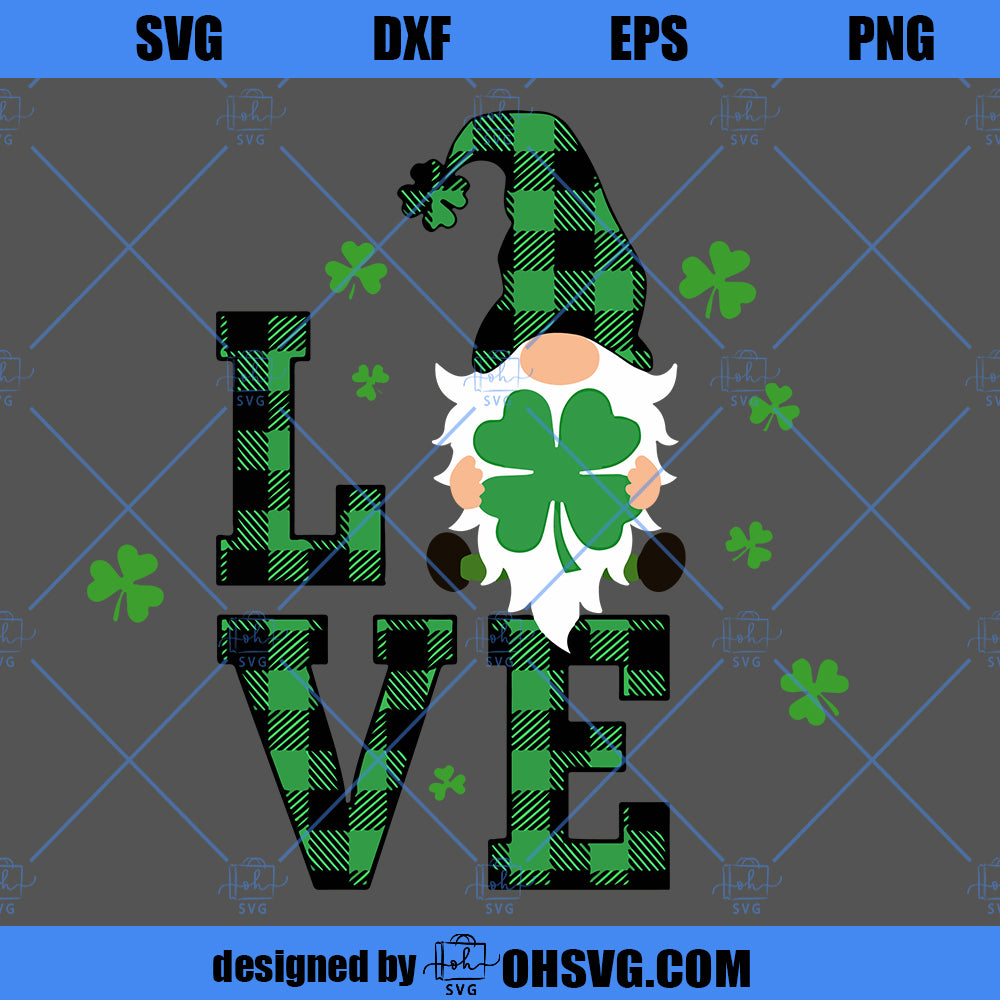 Love Patrick's Day Gnomes SVG, Patrick's Day SVG PNG DXF Cut Files For Cricut