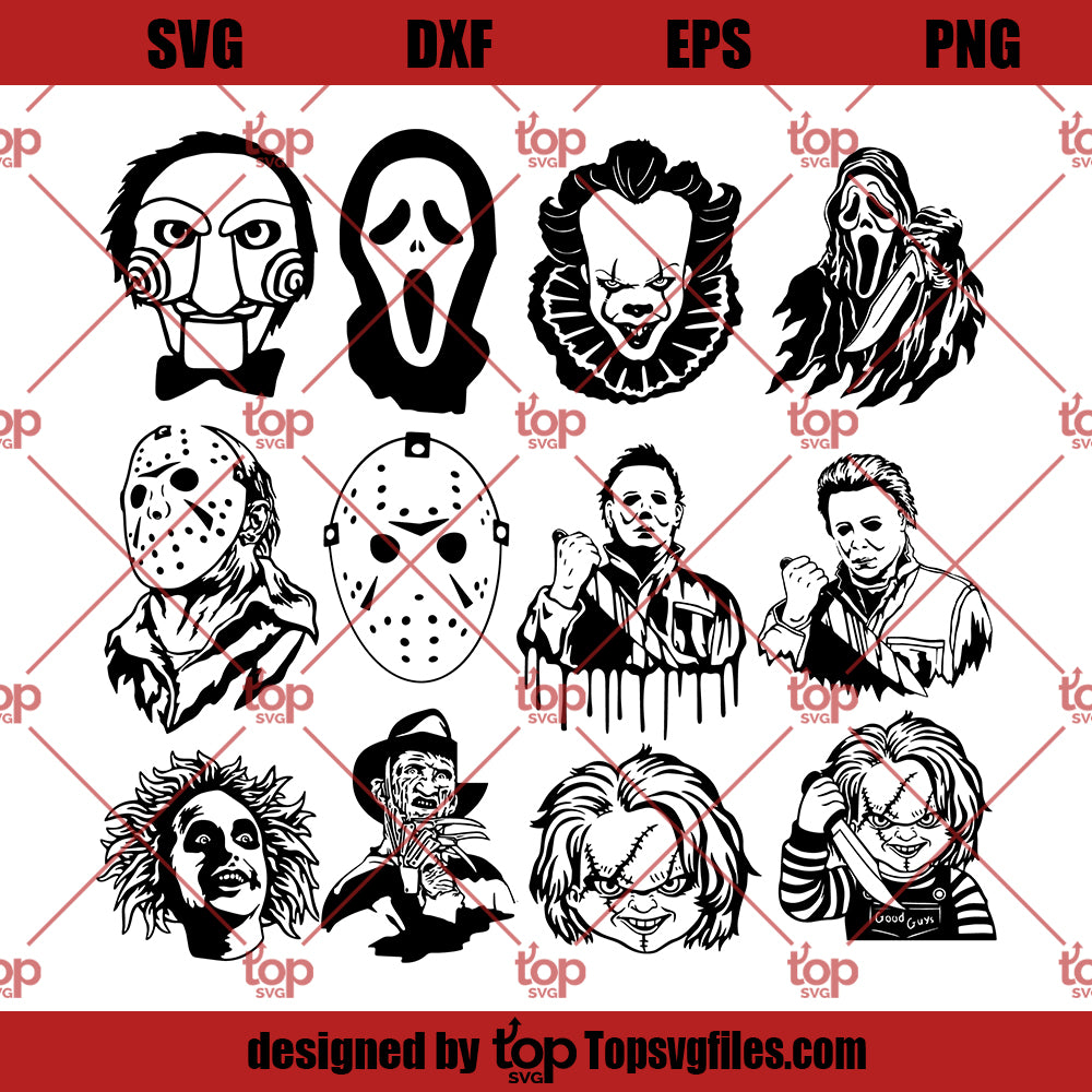 Horror Movie Character SVG, Horror SVG PNG DXF Cut Files For Cricut