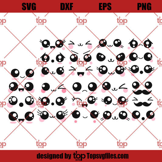 Cute Face SVG, Anime Face SVG PNG DXF Cut Files For Cricut