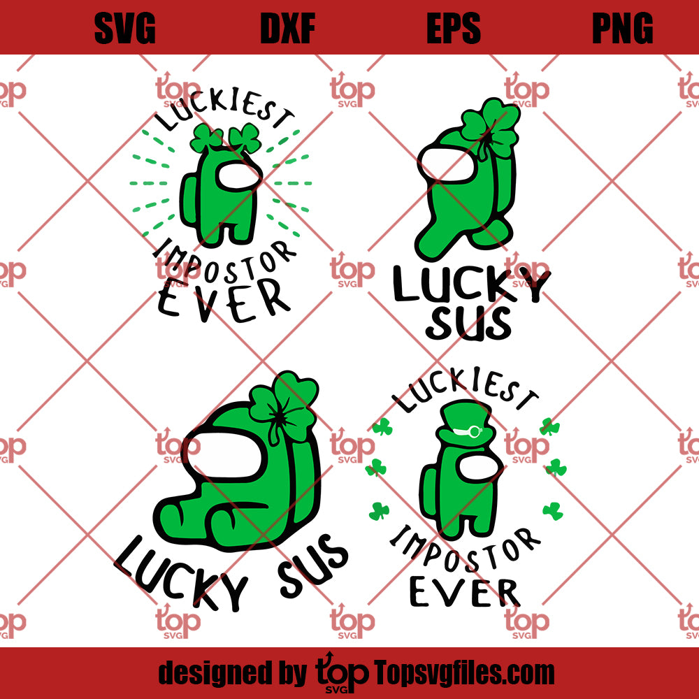 Lucky Among Us St Patrick's Day, Among Us SVG PNG DXF Cut Files For Cricut