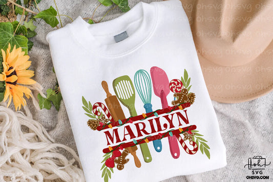 Kitchen Split Frame PNG, Kitchen Monogram PNG, Christmas Kitchen PNG