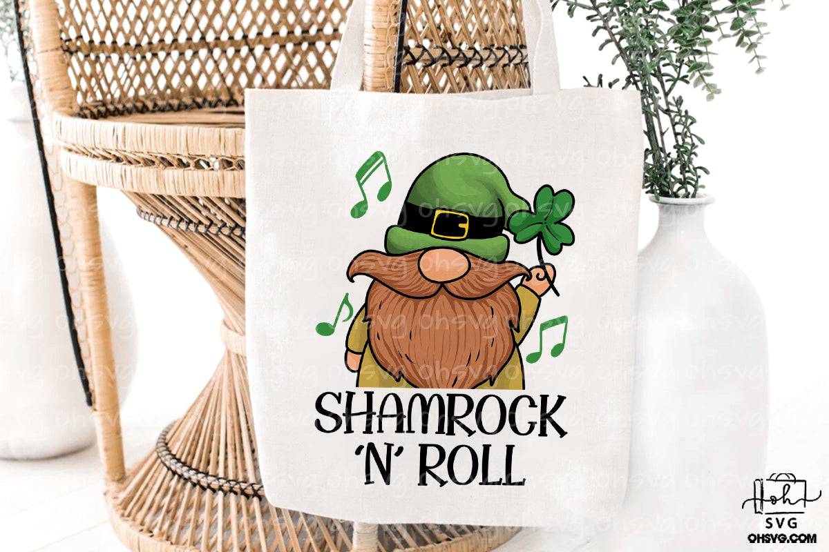 Shamrock N Roll PNG, St Patricks Day PNG, Gnome St Patrick's Day PNG