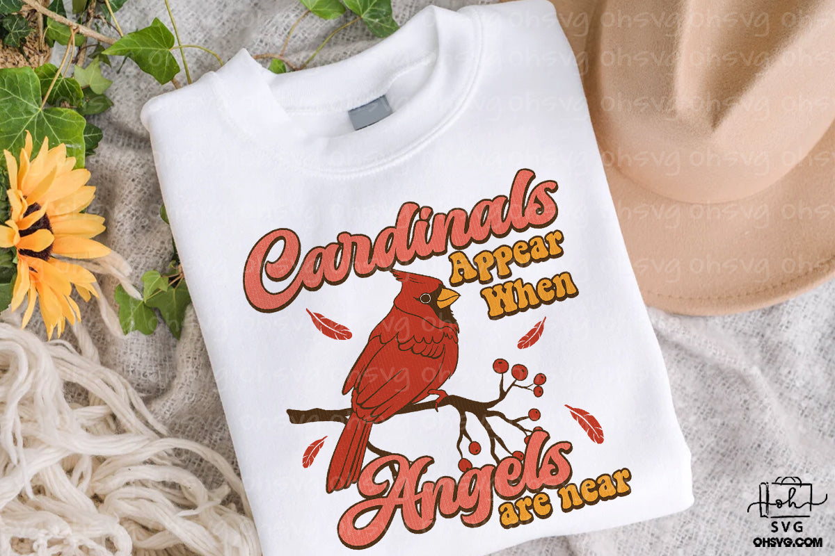 Cardinals Appear When Angels Are Near PNG, Vintage Memorial PNG, Retro Loving Memory PNG