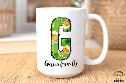 Letter G Patricks Day PNG, Custome Name Family St Patrick's Day, Shamrock Irish Alphabet PNG
