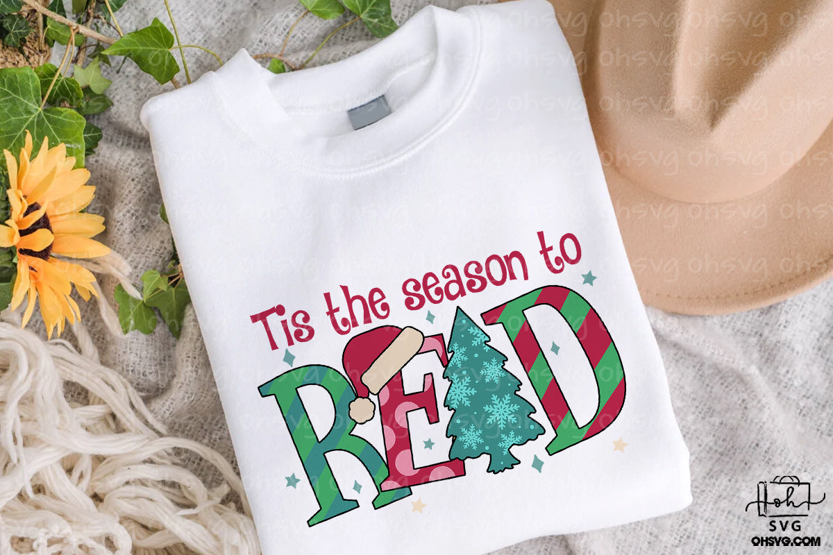 Tis The Season To Read PNG, Christmas Reading PNG, Christmas Book PNG