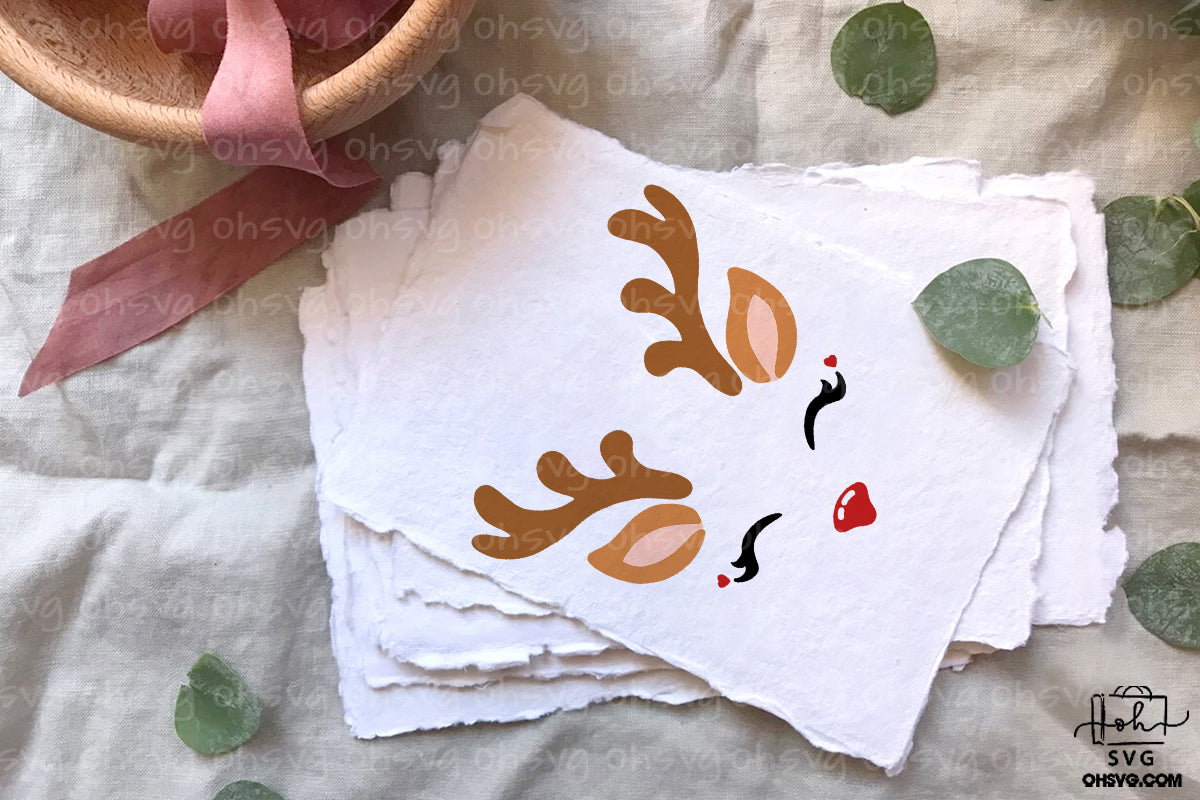 Christmas Reindeer Face PNG, Reindeer Face PNG, Cute Reindeer PNG