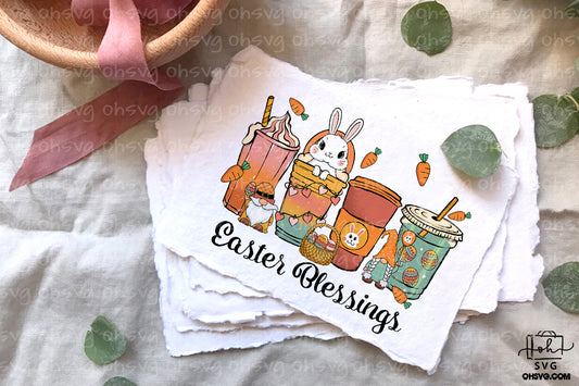 Easter Blessing PNG, Bunny Coffee Easter PNG, Happy Easter PNG