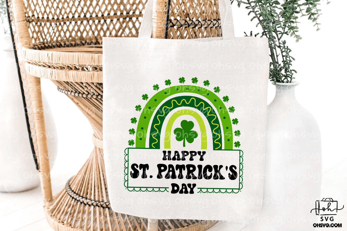 Happy St. Patricks Day PNG, Rainbow Shamrock Lucky St Patrick's Day PNG