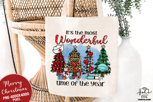 It's The Most Wonderful Time Of The Year Nurse Christmas PNG, Nurse Christmas Trees PNG
