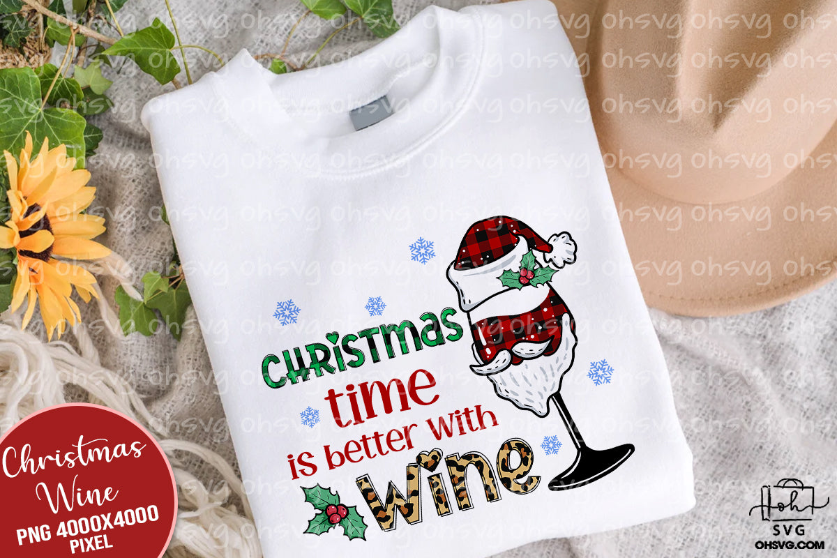 Christmas Time Is Better With Wine PNG, Christmas Wine PNG, Christmas Drinking PNG