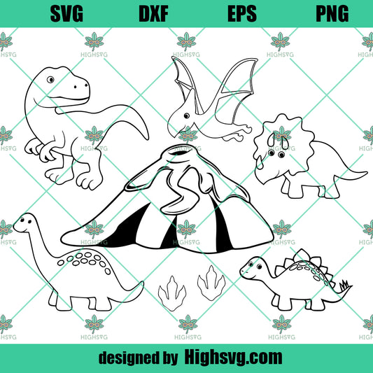 Dinosaur SVG, Dinosaur Sihouette PNG DXF Cut Files For Cricut