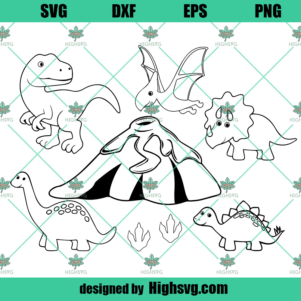 Dinosaur SVG, Dinosaur Sihouette PNG DXF Cut Files For Cricut