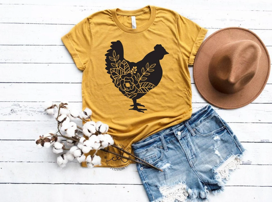 Floral Chicken SVG, Chicken SVG, Farm Chicken Lover SVG