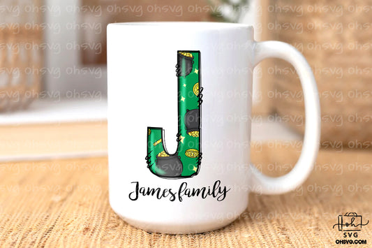 Letter J Patricks Day PNG, Custome Name Family St Patrick's Day, Shamrock Irish Alphabet PNG