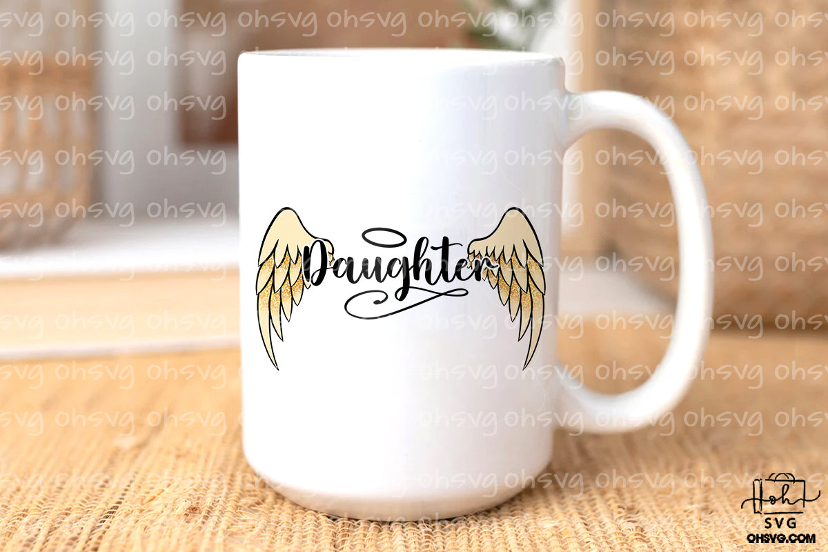 Daughter In Heaven PNG, Daughter Angel Wings PNG, Memorial Family PNG