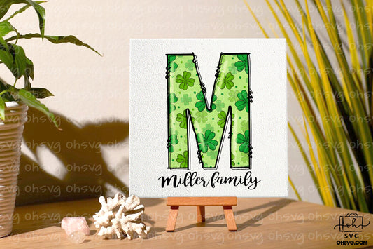 Letter M Patricks Day PNG, Custome Name Family St Patrick's Day, Shamrock Irish Alphabet PNG