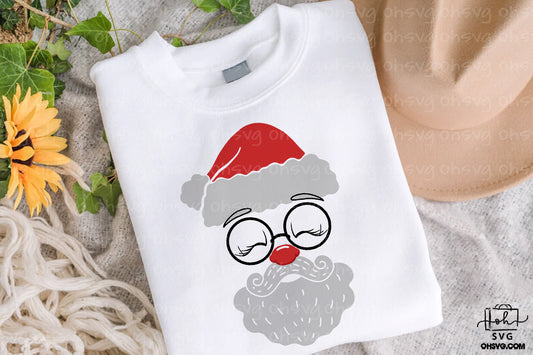 Santa Claus Face PNG, Custom Name Santa Face PNG, Cute Santa Face Christmas PNG