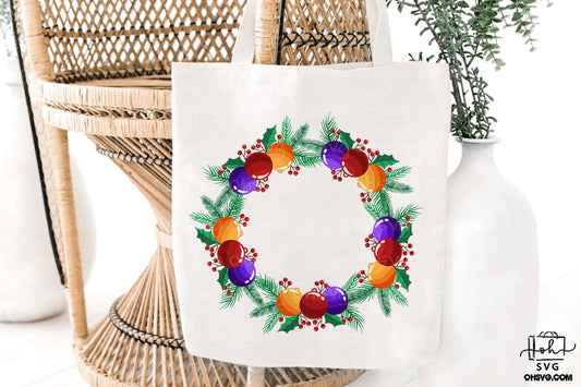 Pine Cone Christmas Wreath PNG, Monogram Garland Christmas PNG, Christmas Decor PNG