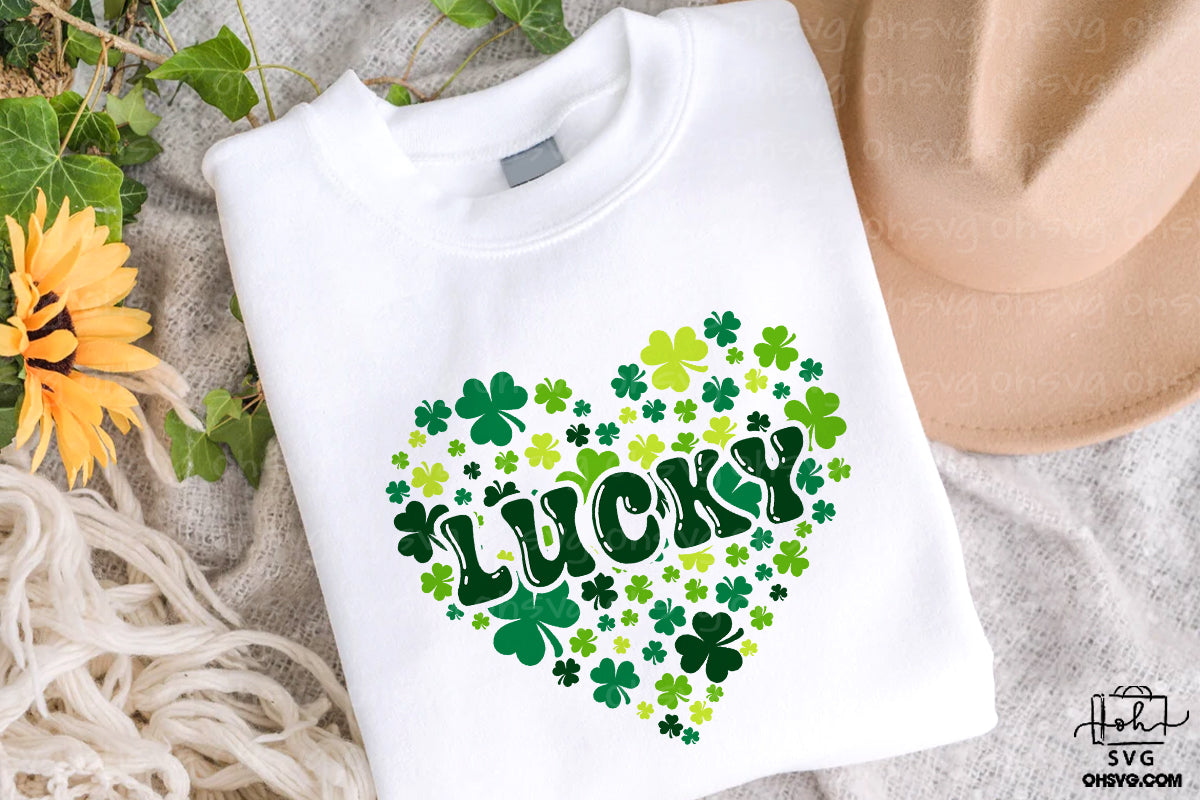 Lucky Shamrocks Heart PNG, St Patricks Day PNG, Shamrock Lucky St Patrick's Day PNG