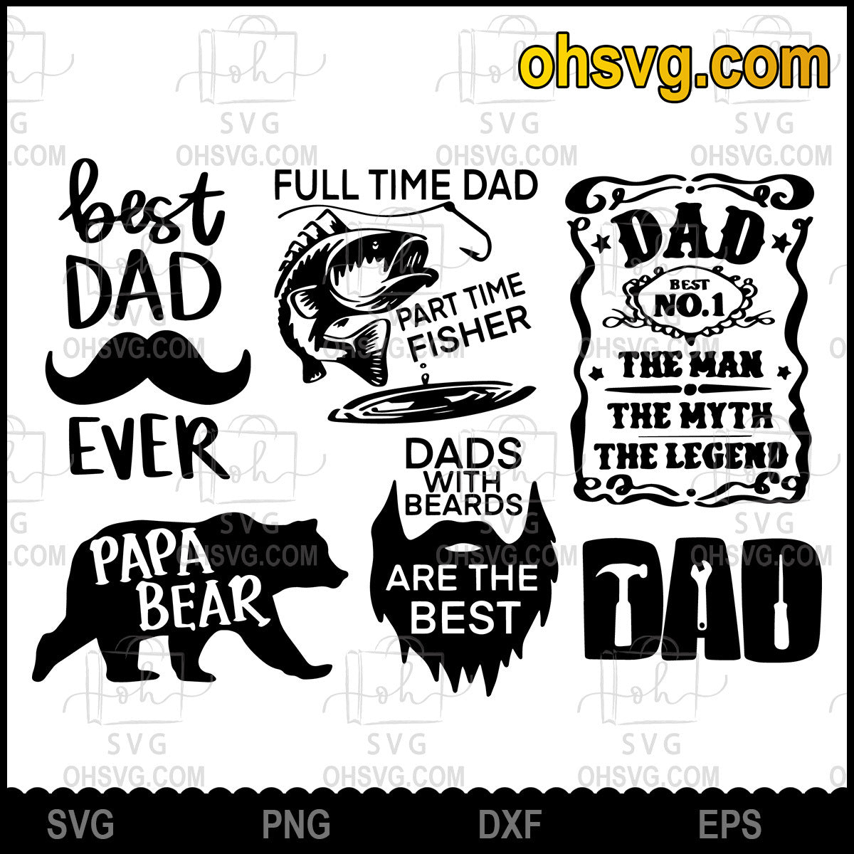 Best Dad Ever, Papa Bear Dads With Beards, Fishing Dad, Fixing Dad SVG, Funny Father's Day SVG