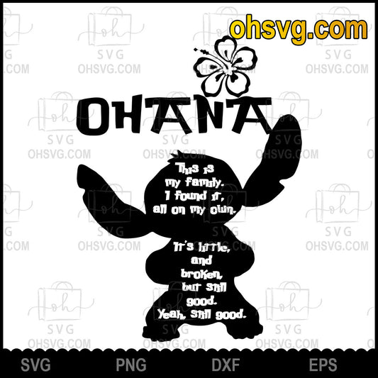 Ohana Means Family SVG, Stitch SVG, Download Digital Sublimation, Vector Clipart
