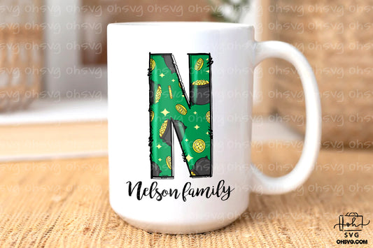 Letter N Patricks Day PNG, Custome Name Family St Patrick's Day, Shamrock Irish Alphabet PNG