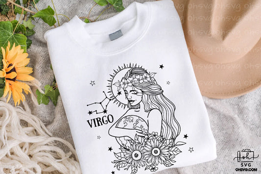 Virgo Floral Zodiac Sign PNG, Astrology PNG, Virgo Flower Zodiac Sign PNG, Virgo PNG