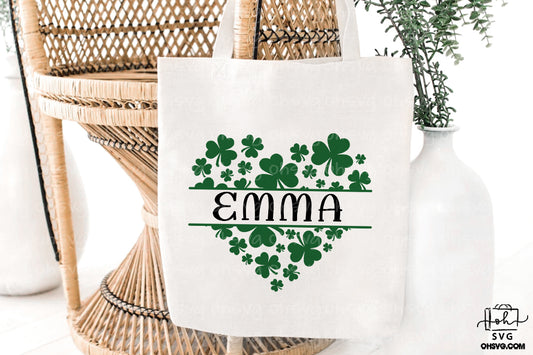 Shamrock Heart St Patrick's Day PNG, St Patricks Day PNG, Shamrock Frame Name PNG