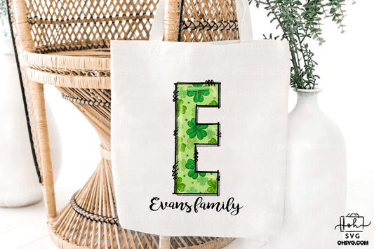 Letter E Patricks Day PNG, Custome Name Family St Patrick's Day, Shamrock Irish Alphabet PNG