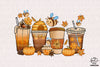 Bee Cup Fall Coffee Drink Bundle PNG, Bee Pumpkin Spice Latte Iced Warm Cozy PNG